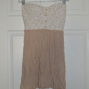 Lace and Cream Strapless Dress
